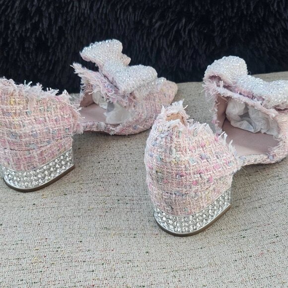 Jeffrey Campbell Women Sandal Shoe Block Heel Pumps in Pink Tweed Size 39 8.5US - Picture 5 of 12